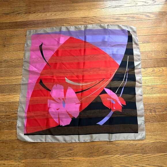 Vintage Abstract Floral Print Scarf - Picture 1 of 11